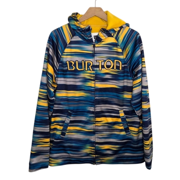 Burton | Dryride Peak Hoodie Yellow Blue Gray Abstract Pattern Size Large - Picture 1 of 4